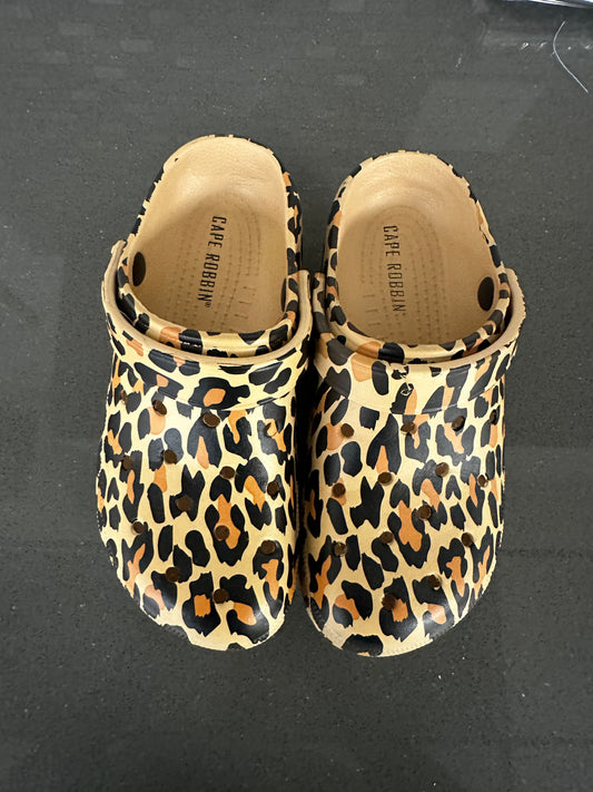 Leopard Print Platform Clogs