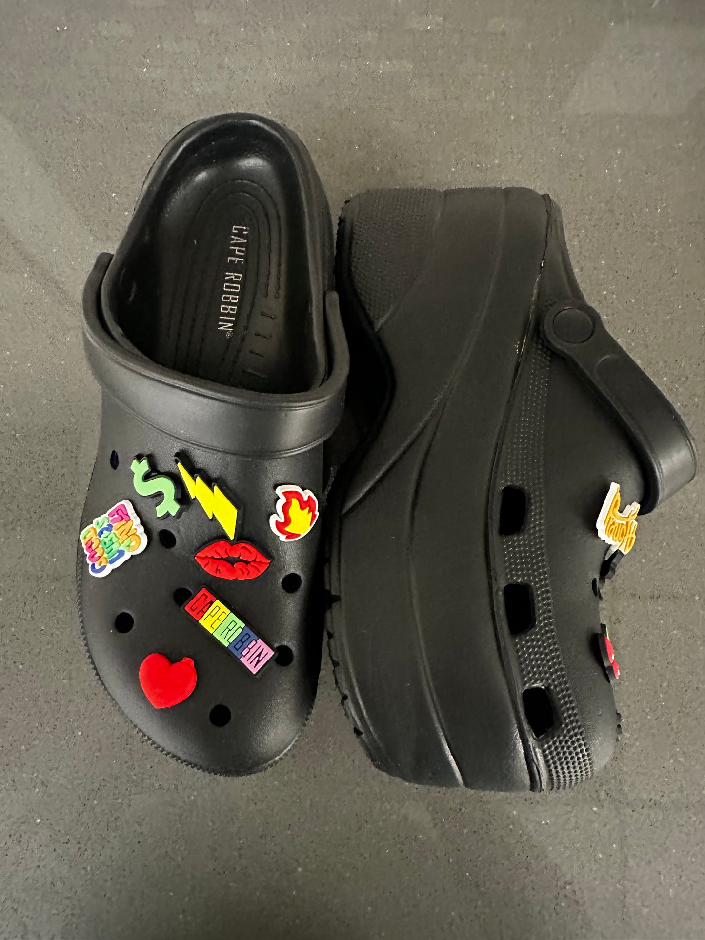 Black Ornamental Platform Clogs