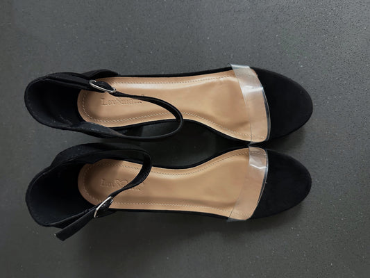 Women's Ankle Strap High Heels Black Suede