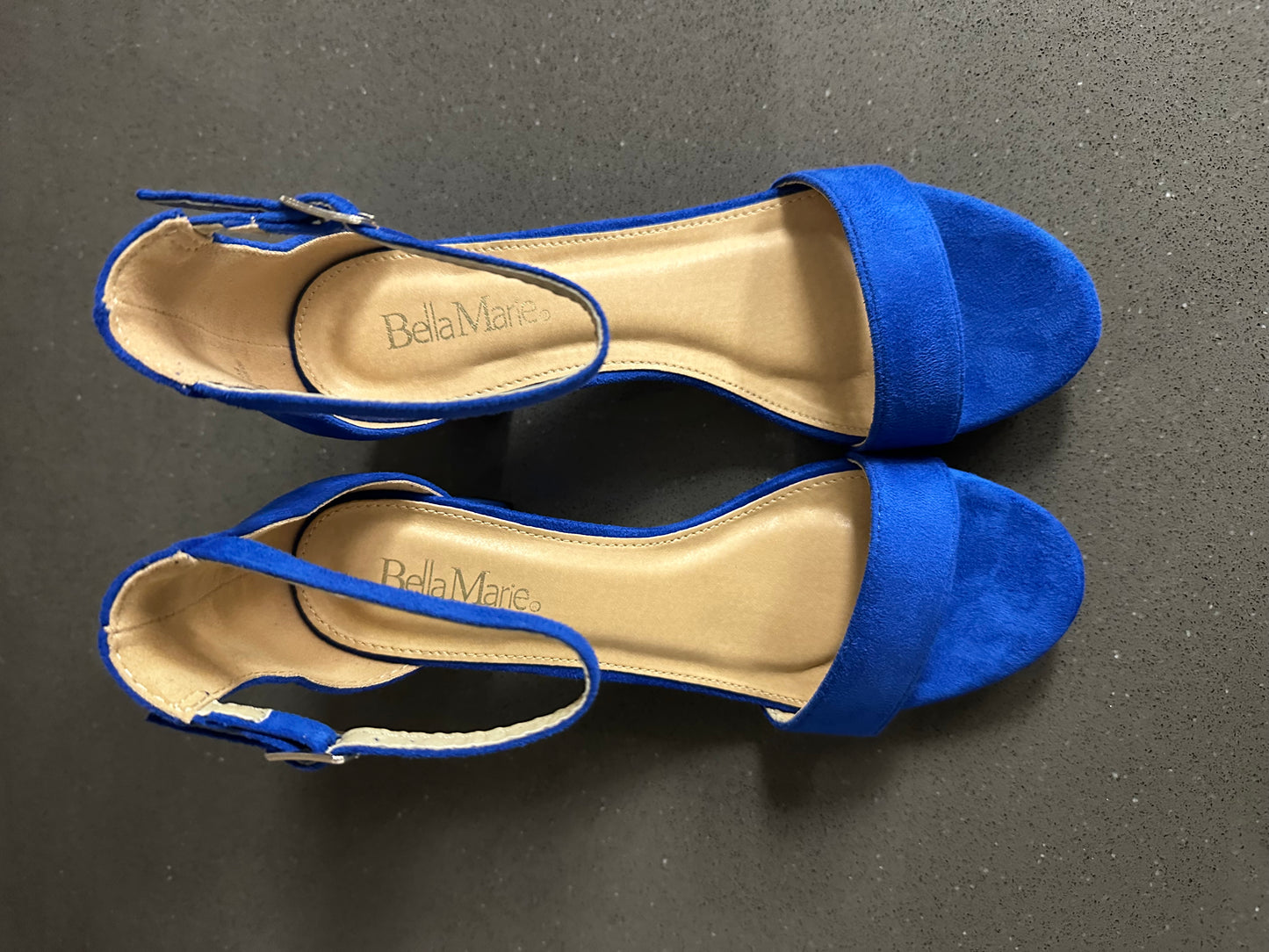 Women's Ankle Strap High Heels Blue Suede