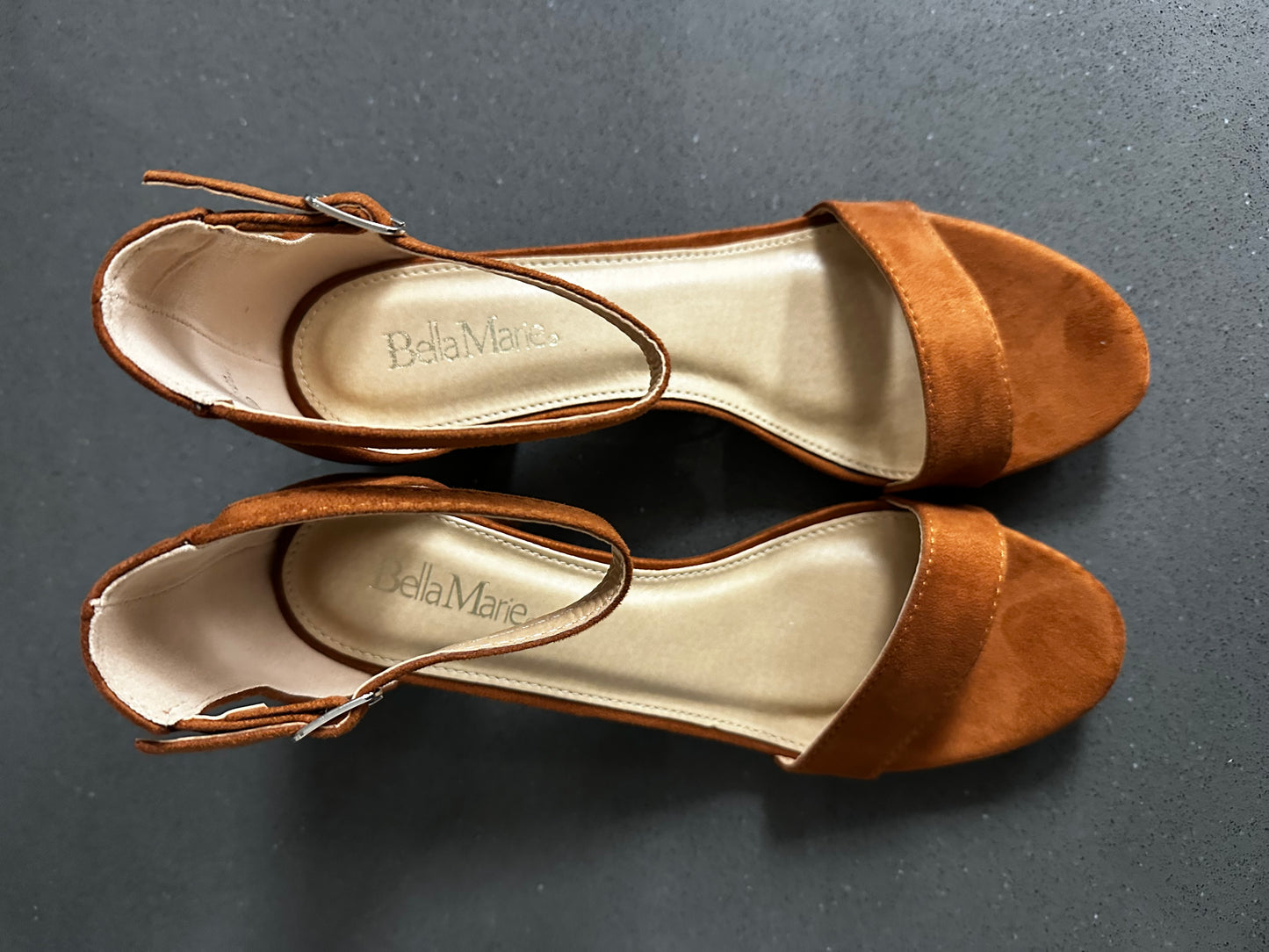 Women's Ankle Strap High Heels Brown Suede