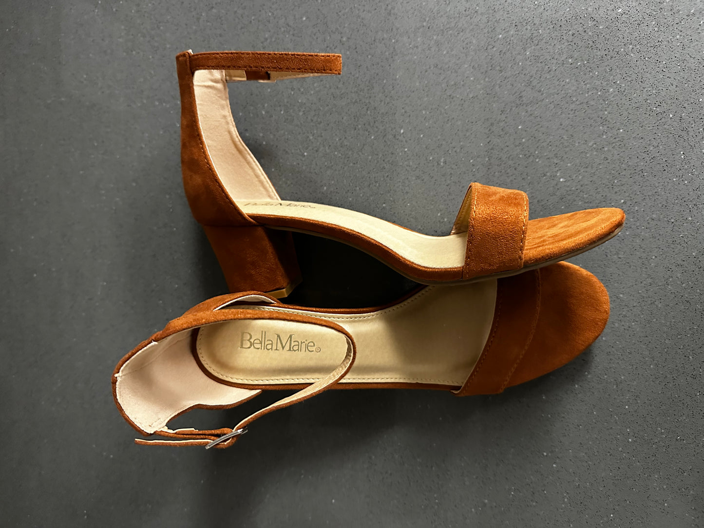 Women's Ankle Strap High Heels Brown Suede